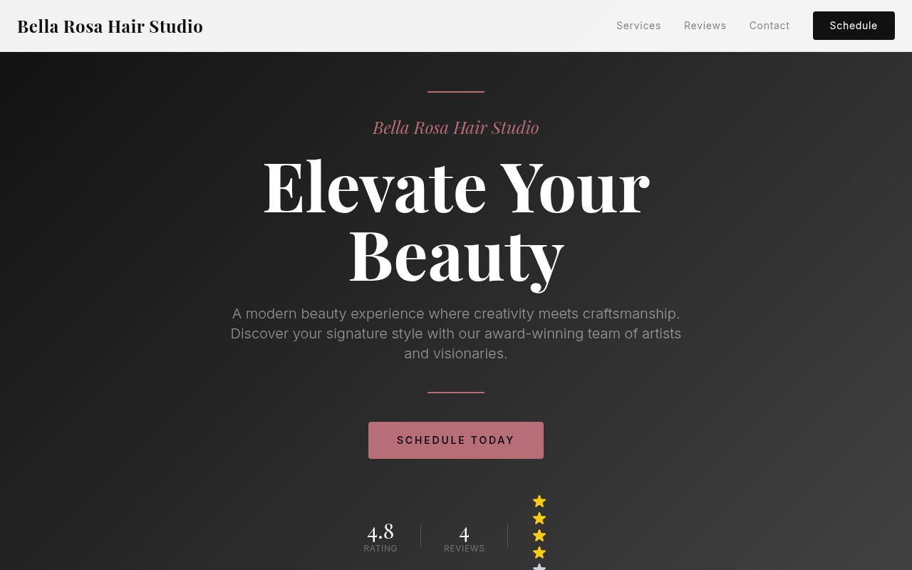 Bella Rosa Hair Studio website