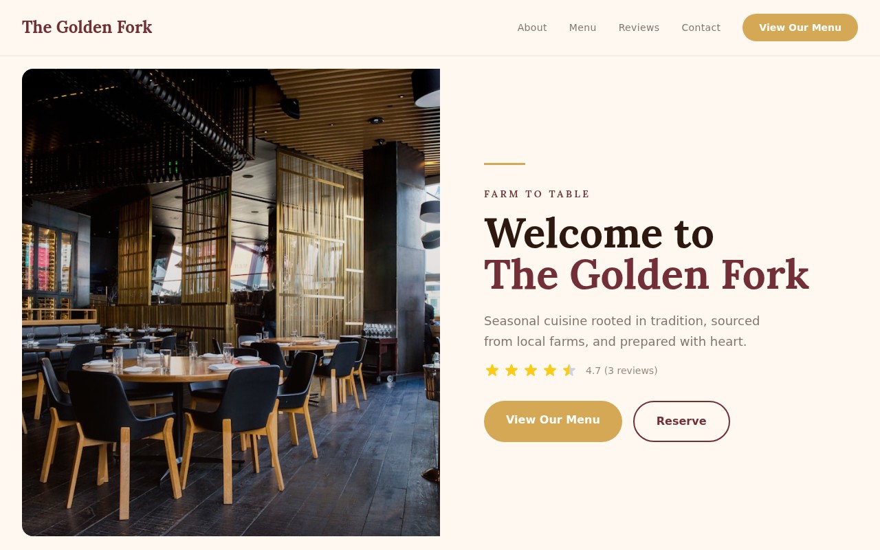 The Golden Fork website